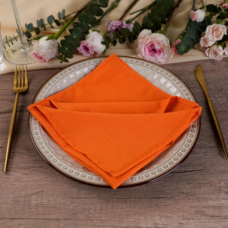 INFEI Solid Color Linen Blended Thin Dinner Fabric Napkins - Set of 12 (40 x 40 cm) - for Thanksgiving Halloween Use (Orange/Fall) - Image 4